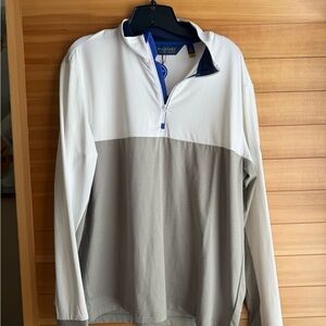 Polo White and Gray Quarter-Zip Pullover
